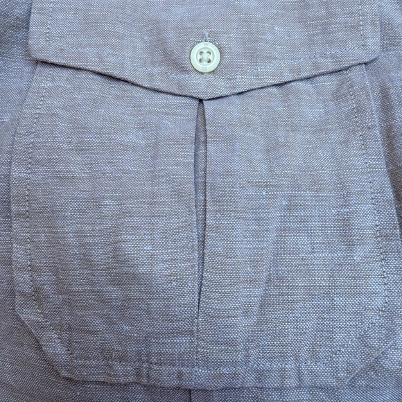 Banana Republic Utility Shirt L | Slim Fit Linen Blend | Partridge Brown - Picture 3 of 11